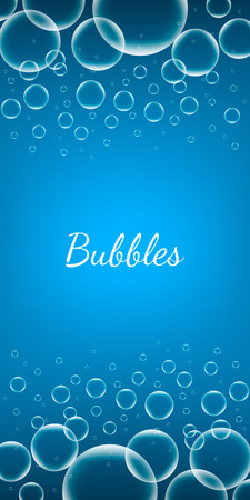 Abstract Creative concept vector shiny transparent bubbles for Web and Mobile Applications isolated on blue background, aqua art illustration template design, business infographic and social media.のイラスト素材