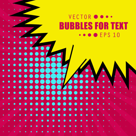 Abstract Creative concept vector comics pop art style blank layout template with clouds beams and isolated dots pattern on background. For Web and Mobile Applications, illustration template design.のイラスト素材