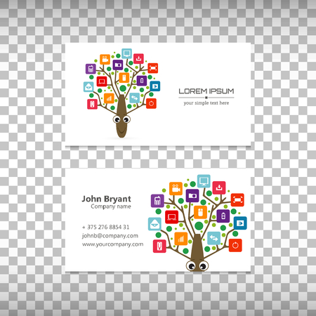 Abstract concept creative vector tree logo tree with colorful application infographics icon. Art illustration creative template design, Business software and social media symbol.のイラスト素材