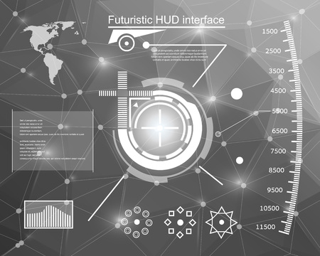 Abstract future, concept vector futuristic virtual graphic touch user interface HUD. For web, site, mobile applications isolated on black background, techno, online design, business, gui, uiのイラスト素材