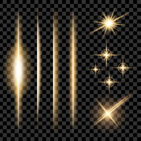 Creative concept Vector set of glow light effect stars bursts with sparkles isolated on black background. For illustration template art design, banner for Christmas celebrate, magic flash energy ray.のイラスト素材