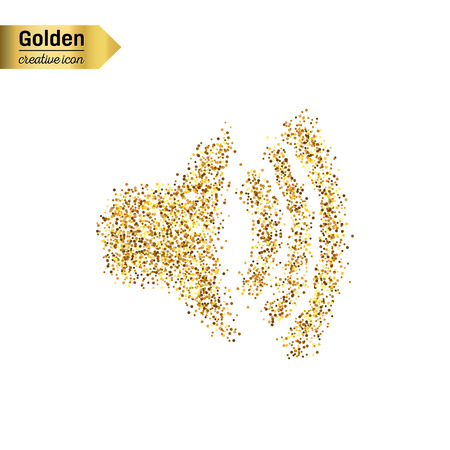 Gold glitter vector icon of volume isolated on background. Art creative concept illustration for web, glow light confetti, bright sequins, sparkle tinsel, abstract bling, shimmer dust, foilのイラスト素材