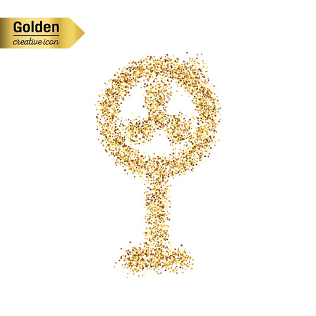 Gold glitter vector icon of ventilator isolated on background. Art creative concept illustration for web, glow light confetti, bright sequins, sparkle tinsel, abstract bling, shimmer dust, foil.のイラスト素材