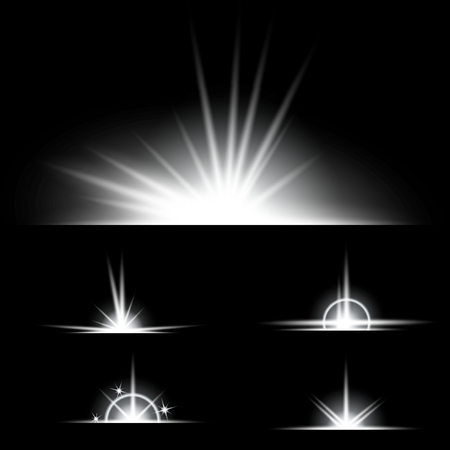 Creative concept Vector set of glow light effect stars bursts with sparkles isolated on black background. For illustration template art design, banner for Christmas celebrate, magic flash energy ray.のイラスト素材