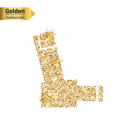 Gold glitter vector icon of ivInhaler isolated on background. Art creative concept illustration for web, glow light confetti, bright sequins, sparkle tinsel, abstract bling, shimmer dust, foil.のイラスト素材