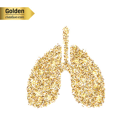 Gold glitter vector icon of Breath isolated on background. Art creative concept illustration for web, glow light confetti, bright sequins, sparkle tinsel, abstract bling, shimmer dust, foil.のイラスト素材