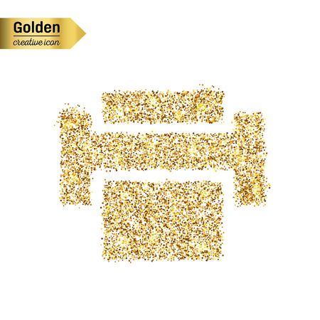 Gold glitter vector icon of printer isolated on background. Art creative concept illustration for web, glow light confetti, bright sequins, sparkle tinsel, abstract bling, shimmer dust, foil.のイラスト素材
