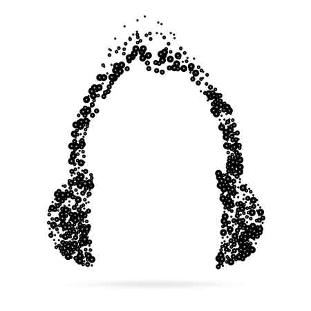 Abstract creative concept vector icon of headphone for web and mobile app isolated on background. For art illustration template design, business infographic, social media, digital flat silhoette.のイラスト素材