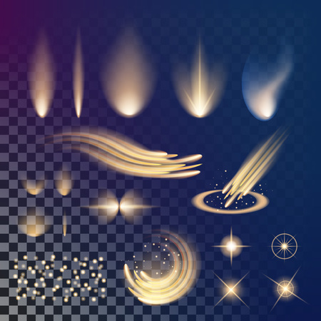Creative concept Vector set of glow light effect stars bursts with sparkles isolated on black background. For illustration template art design, banner for Christmas celebrate, magic flash energy ray.のイラスト素材