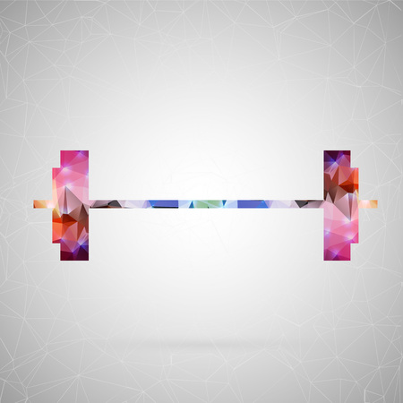 Abstract creative concept vector icon of barbell. For web and mobile content isolated on background, unusual template design, flat silhouette object and social media image, triangle art origami.のイラスト素材