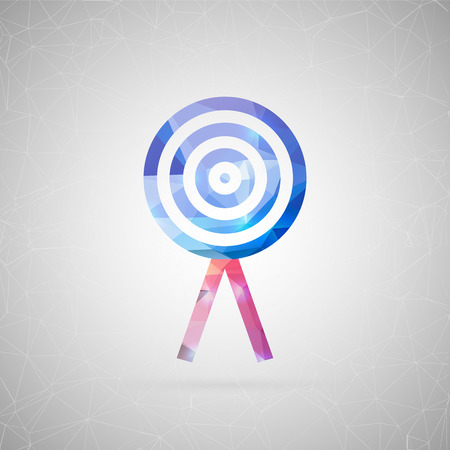 Abstract creative concept vector icon of target. For web and mobile content isolated on background, unusual template design, flat silhouette object and social media image, triangle art origami.のイラスト素材