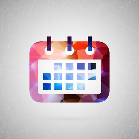 Abstract creative concept vector icon of calendar. For web and mobile content isolated on background, unusual template design, flat silhouette object and social media image, triangle art origami.のイラスト素材
