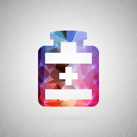 Abstract creative concept vector icon of pills. For web and mobile content isolated on background, unusual template design, flat silhouette object and social media image, triangle art origami.のイラスト素材