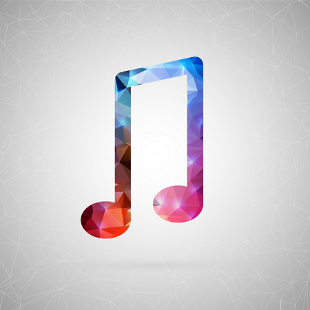 Abstract creative concept vector icon of music sign. For web and mobile content isolated on background, unusual template design, flat silhouette object and social media image, triangle art origami.のイラスト素材