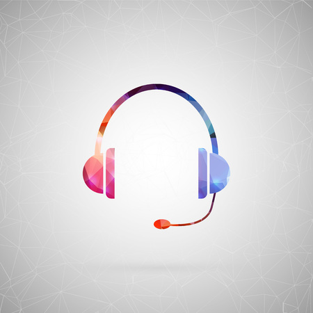 Abstract creative concept vector icon of headphone. For web and mobile content isolated on background, unusual template design, flat silhouette object and social media image, triangle art origami.のイラスト素材