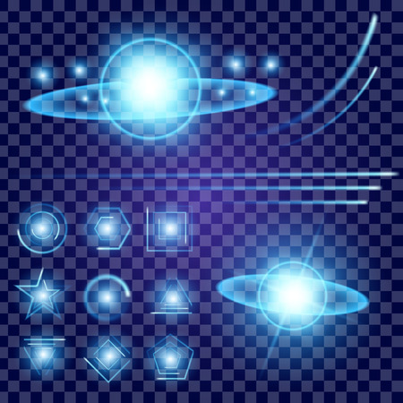 Creative concept Vector set of glow light effect stars bursts with sparkles isolated on black background. For illustration template art design, banner for Christmas celebrate, magic flash energy ray.のイラスト素材