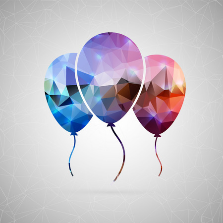 Abstract creative concept vector icon of balloons. For web and mobile content isolated on background, unusual template design, flat silhouette object and social media image, triangle art origami.のイラスト素材