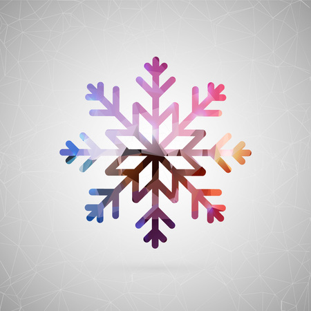 Abstract creative concept vector icon of snowflake. For web and mobile content isolated on background, unusual template design, flat silhouette object and social media image, triangle art origami.のイラスト素材