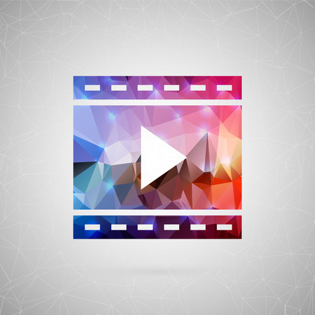 Abstract creative concept vector icon of filmstrip. For web and mobile content isolated on background, unusual template design, flat silhouette object and social media image, triangle art origami.のイラスト素材