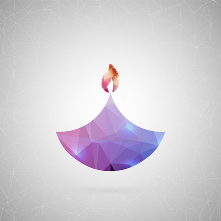 Abstract creative concept vector icon of diwali candle. For web and mobile content isolated on background, art template design, flat silhouette object, triangle art origami, banner, poster, sale gift.のイラスト素材