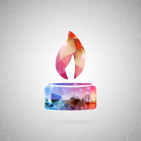 Abstract creative concept vector icon of diwali candle. For web and mobile content isolated on background, art template design, flat silhouette object, triangle art origami, banner, poster, sale gift.のイラスト素材