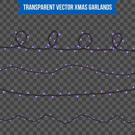 Abstract creative christmas garland light isolated on background. template. Vector illustration clipart art for Xmas holiday decoration. Concept idea design element. Realistic luminous bulb. Glow lampのイラスト素材