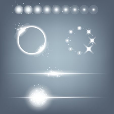 Creative concept Vector set of glow light effect stars bursts with sparkles isolated on black background. For illustration template art design, banner for Christmas celebrate, magic flash energy ray.のイラスト素材