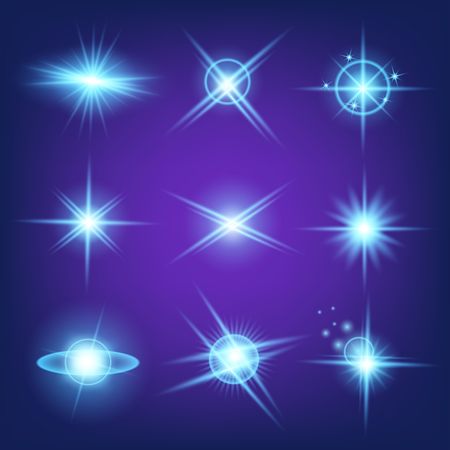 Creative concept Vector set of glow light effect stars bursts with sparkles isolated on black background. For illustration template art design, banner for Christmas celebrate, magic flash energy ray.のイラスト素材