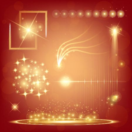 Creative concept Vector set of glow light effect stars bursts with sparkles isolated on black background. For illustration template art design, banner for Christmas celebrate, magic flash energy ray.のイラスト素材