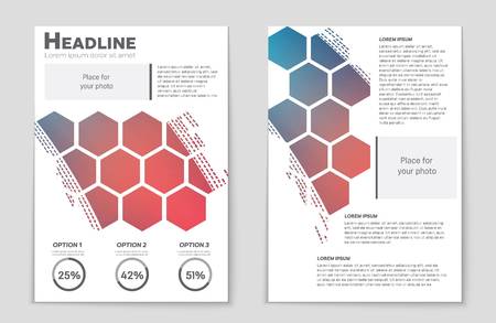 Abstract vector layout background set. For art template design, list, front page, mockup brochure theme style, banner, idea, cover, booklet, print, flyer, book, blank, card, ad, sign, sheet,, a4.のイラスト素材