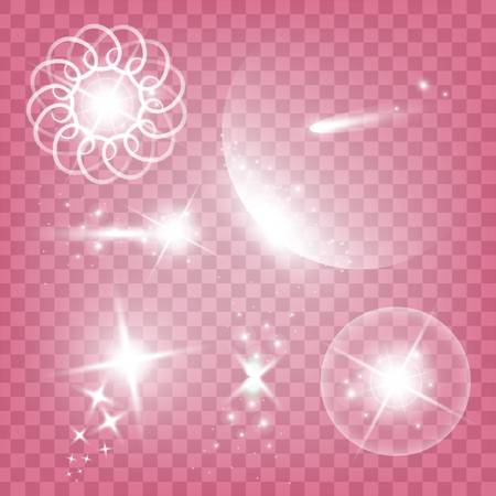 Creative concept Vector set of glow light effect stars bursts with sparkles isolated on black background. For illustration template art design.のイラスト素材