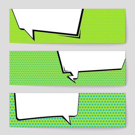 Abstract creative concept vector comic pop art style blank, layout template with clouds beams and isolated dots background. For sale banner, empty speech bubble set, illustration halftone book design.のイラスト素材