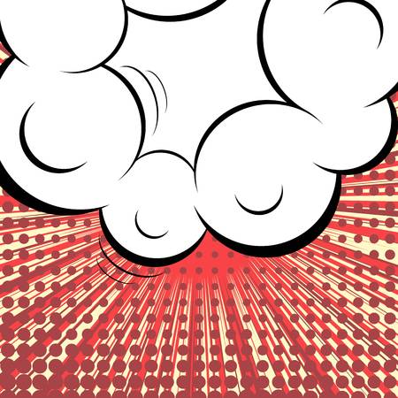 Abstract creative concept vector comic pop art style blank, layout template with clouds beams and isolated dots background. For sale banner, empty speech bubble set, illustration halftone book designのイラスト素材