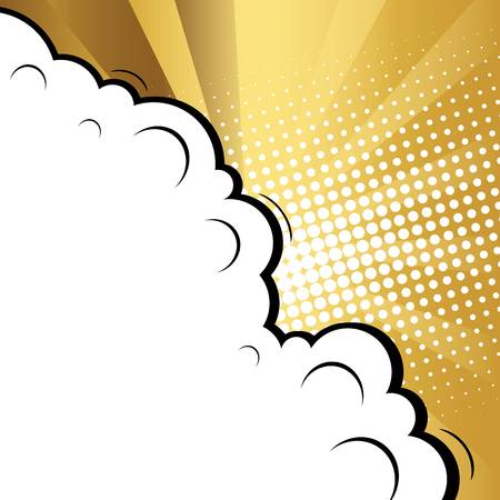 Abstract creative concept vector comic pop art style blank, layout template with clouds beams and isolated dots background. For sale banner, empty speech bubble set, illustration halftone book designのイラスト素材