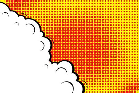 Abstract creative concept vector comic pop art style blank, layout template with clouds beams and isolated dots background. For sale banner, empty speech bubble set, illustration halftone book design.のイラスト素材