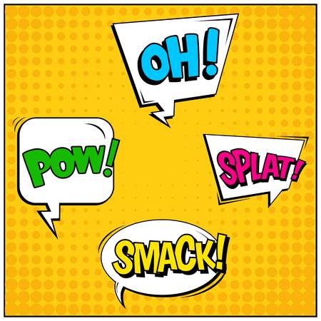 Abstract creative concept vector comic pop art style blank, layout template with clouds beams and isolated dots background. For sale banner, empty speech bubble set, illustration halftone book design.のイラスト素材