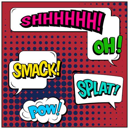 Abstract creative concept comic pop art style blank, layout template with clouds beams and isolated dots background. For sale banner, empty speech bubble set, vector illustration halftone book designのイラスト素材