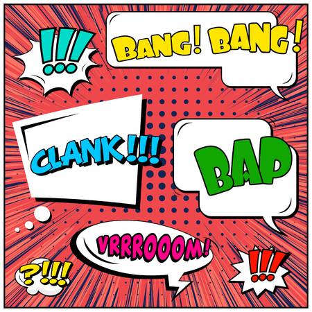 Abstract creative concept comic pop art style blank, layout template with clouds beams and isolated dots background. For sale banner, empty speech bubble set, vector illustration halftone book designのイラスト素材