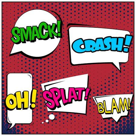 Abstract creative concept comic pop art style blank, layout template with clouds beams and isolated dots background. For sale banner, empty speech bubble set, vector illustration halftone book designのイラスト素材