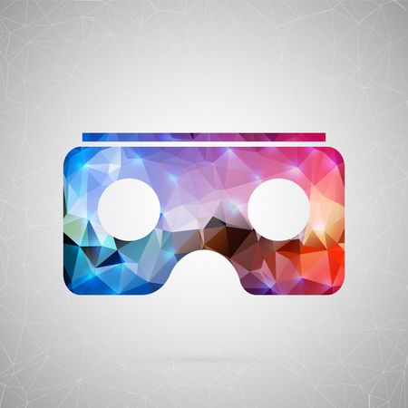 Abstract creative concept vector icon of vr. For web and mobile content isolated on background, unusual template design, flat silhouette object and social media image, triangle art origami.のイラスト素材