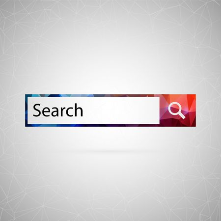Abstract creative concept vector icon of search bar. For web and mobile content isolated on background, unusual template design, flat silhouette object and social media image, triangle art origami.のイラスト素材