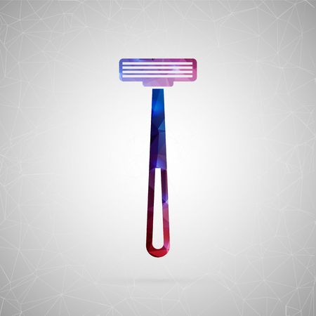 Abstract creative concept vector icon of razor. For web and mobile content isolated on background, unusual template design, flat silhouette object and social media image, triangle art origami.のイラスト素材