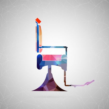 Abstract creative concept vector icon of barber chair. For web and mobile content isolated on background, unusual template design, flat silhouette object and social media image, triangle art origami.のイラスト素材
