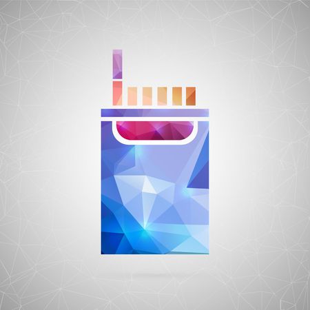 Abstract creative concept vector icon of cigarette. For web and mobile content isolated on background, unusual template design, flat silhouette object and social media image, triangle art origami.のイラスト素材