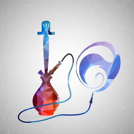 Abstract creative concept vector icon of hookah. For web and mobile content isolated on background, unusual template design, flat silhouette object and social media image, triangle art origami.のイラスト素材