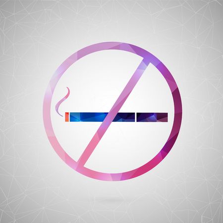 Abstract creative concept vector icon of cigarette. For web and mobile content isolated on background, unusual template design, flat silhouette object and social media image, triangle art origami.のイラスト素材