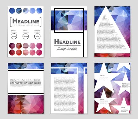 Abstract vector layout background set. For art template design, list, page, mockup brochure theme style, banner, idea, cover, booklet, print, flyer, book, blank, card, ad, sign, sheet,, a4.のイラスト素材