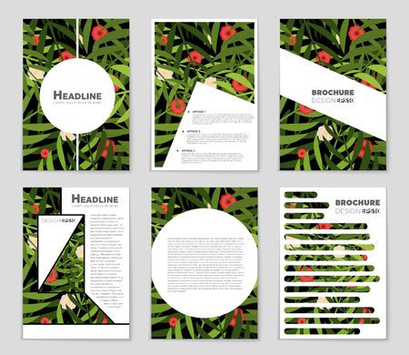 Abstract vector layout background set. Template design, list, front page, mockup brochure theme style, banner, idea, cover, booklet, print, flyer, book, blank, card, ad, sign, sheet,, a4のイラスト素材