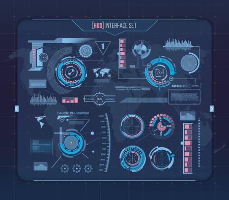 Abstract future, concept vector futuristic blue virtual graphic touch user interface HUD. For web, site, mobile applications isolated on background, techno, online design, business, gui, ui, kit, hudのイラスト素材