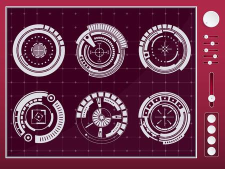 Abstract future, concept vector futuristic blue virtual graphic touch user interface HUD. For web, site, mobile applications isolated on background, techno, online design, business, gui, ui, kit, hudのイラスト素材